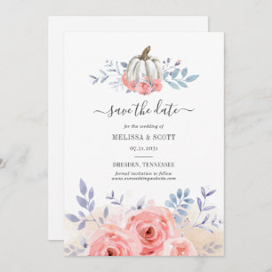 Save The Date Automne Blush rose Roses Citrouille Floral