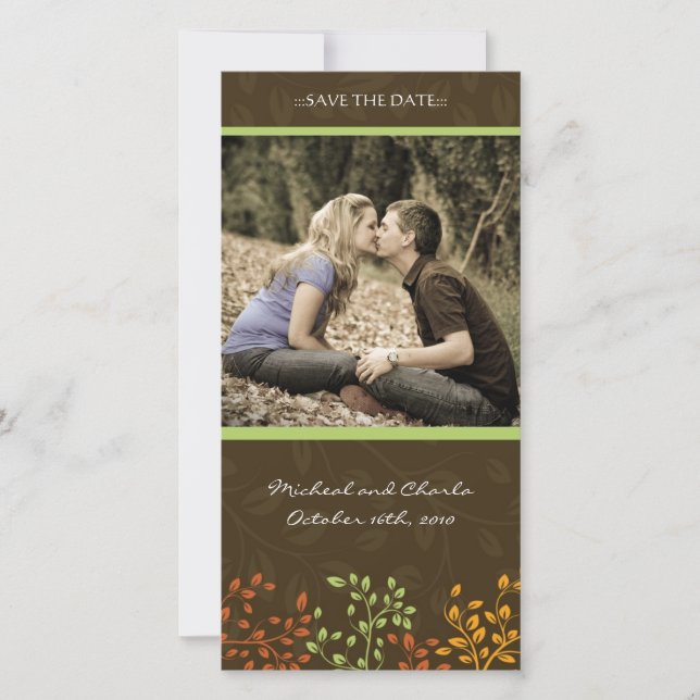 Save The Date Automne Enregistrer la date Mariage Photocard (4x8 (Devant)