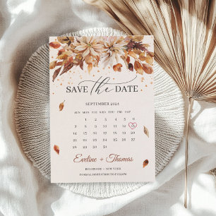 Save The Date Automne et Automne Fleurs Marigold Calendrier Boho