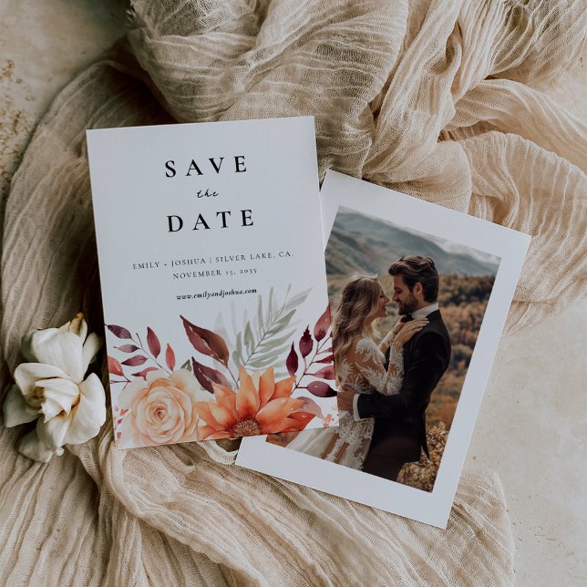 Save The Date Automne Floral Boho Mariage (Créateur téléchargé)