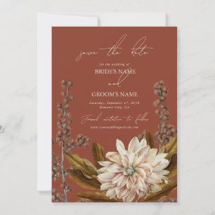 Save The Date Automne Floral Terracotta Mariage de automne d'aqu