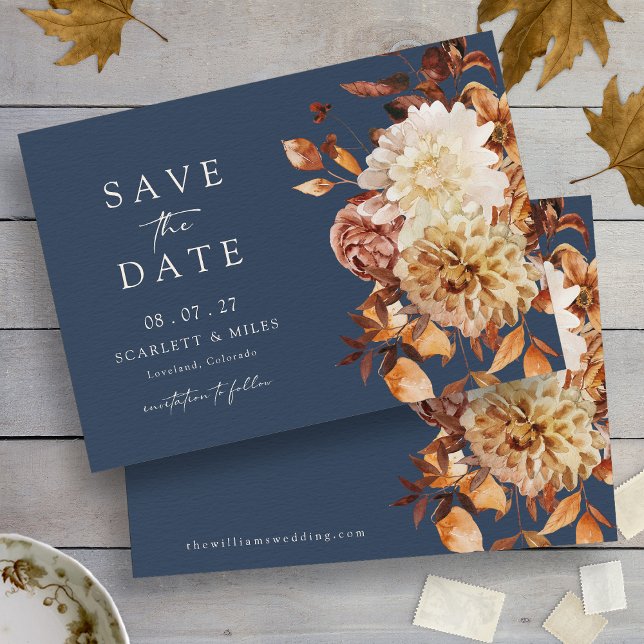 Save The Date Automne Navy (Navy Fall Save The Date
)