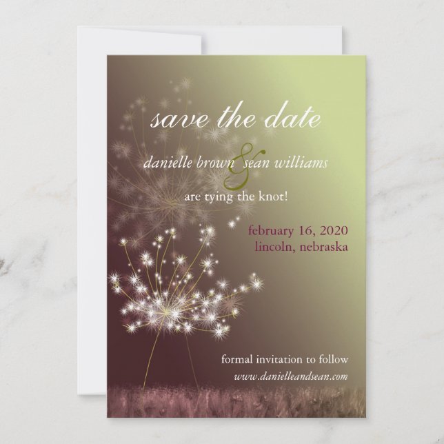 Save The Date Automne Pré Dandelion Mariage Enregistrer la date (Devant)