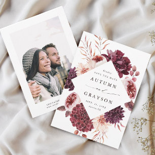 Save The Date Automne Romance Aquarelle Florale Mariage Photo