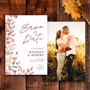 Save The Date Automne Rustique Boho Chic Fleur sauvage Photo Mar