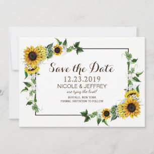 Save The Date Automne Tournesol Rustique Grange Mariage Enregist