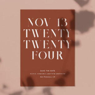 Save The Date Automne typographie en terre cuite minimaliste mar