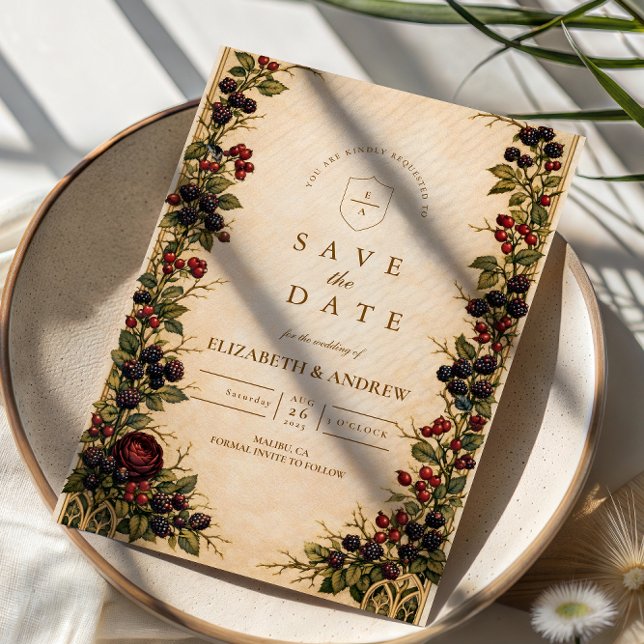 Save The Date Autumn Berry Botanical Wedding (Créateur téléchargé)