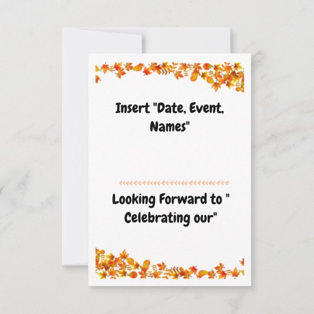 Save The Date "Autumn Embrasser Orange & Tan Leaf Design" (Devant)