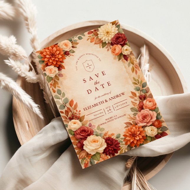 Save The Date Autumn Floral Romance Wedding (Créateur téléchargé)