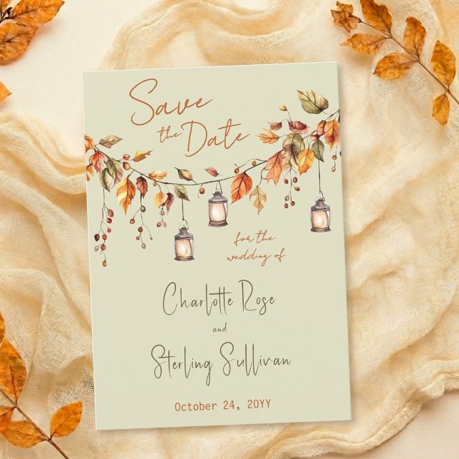Save The Date Autumn Leaves Rustic Watercolor Elegant Wedding (Créateur téléchargé)
