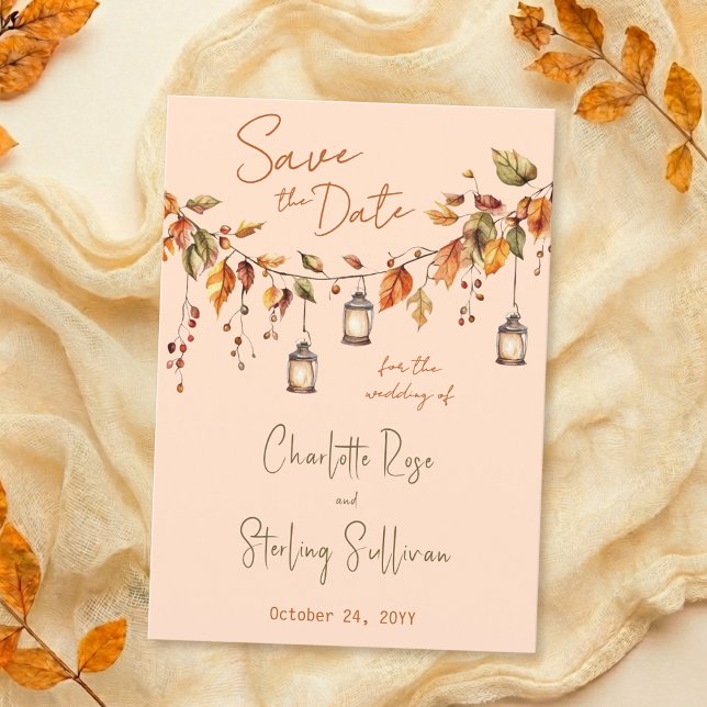 Save The Date Autumn Leaves Rustic Watercolor Elegant Wedding (Créateur téléchargé)