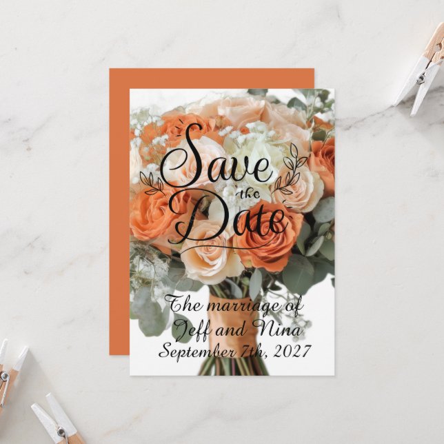Save The Date Autumn Wedding Digital Download (Devant/Arrière en situation)