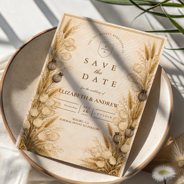 Save The Date Autumn Wheat Botanical Wedding (Créateur téléchargé)