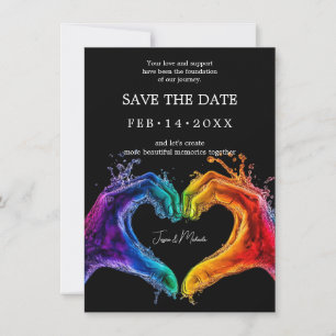 Save The Date 🌈 ❤️ avec code QR LGBTQ Heart of Pride mariage