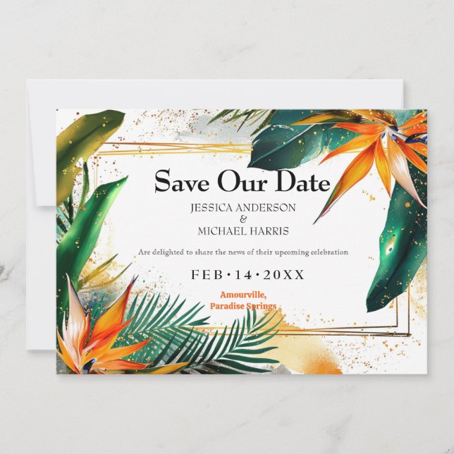 Save The Date Avec la photo Birds of Paradise Bliss (Devant)