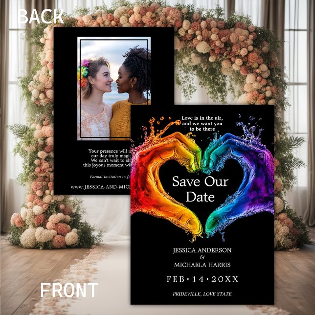 Save The Date 🌈 ❤️ Avec la photo LGBTQ Coeur de fierté mariage (With photo LGBTQ Heart of Pride wedding Save The Date)