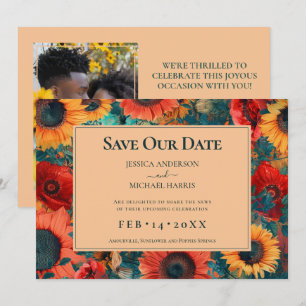 Save The Date Avec la photo 🌻 tournesol et le pavot Reverie