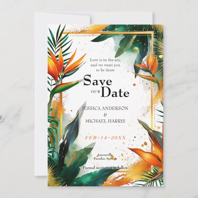 Save The Date Avec le code QR Birds of Paradise Bliss (Devant)