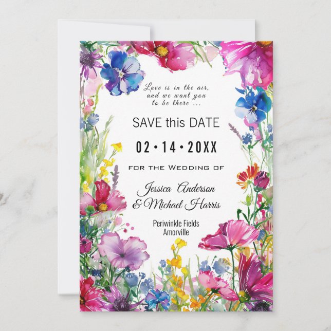 Save The Date Avec le code QR Meadow Blooms (Devant)