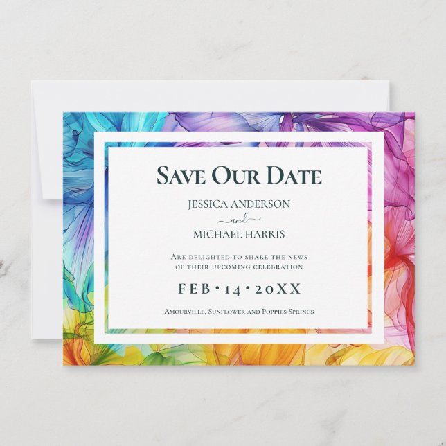 Save The Date Avec photo à l'arrière Ethereal Bloom (Devant)
