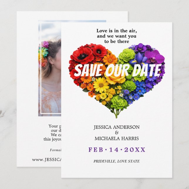 Save The Date 🌈 🐦 Avec photo LGBTQ 🌈 Épanouir Ensemble  (Devant / Derrière)
