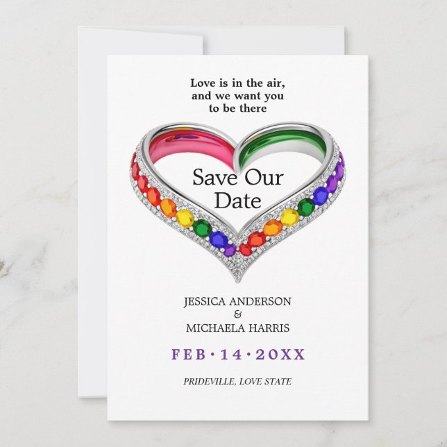Save The Date 🌈 🐦 Avec photo LGBTQ Intertwined in Pride (Devant)