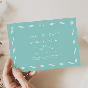 Save The Date AVERT minimaliste moderne Mint Green Mariage cadre
