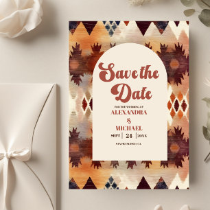 Save The Date Aztec Tribal Brown Ethnique Mariage occidental