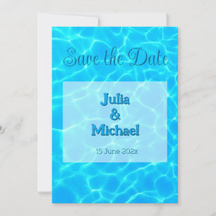 Save The Date Azur Turquoise Bleu Réflexion d'eau Minimalisme