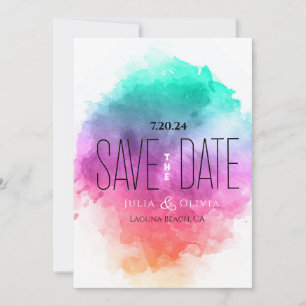 Save The Date (B&W) Creative Modern Watercolor Enregistrer la da