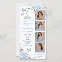 Baby Blue Floral Silver Photomaton Quinceanera