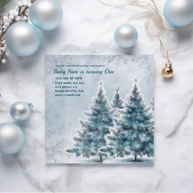 Save The Date Baby Blue Winter Onederland Anniversaire Invitatio (Créateur téléchargé)