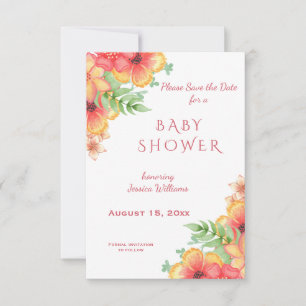 Save The Date Baby shower Chic Aquarelle de coin Fleurs