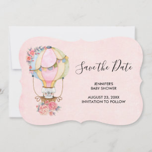 Save The Date Baby shower d'aquarelle à bulle d'air chaud