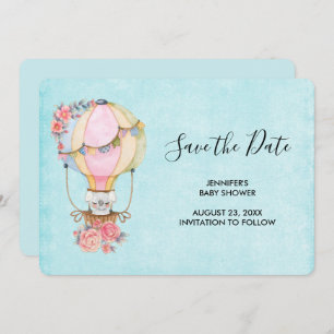 Save The Date Baby shower d'aquarelle à bulle d'air chaud