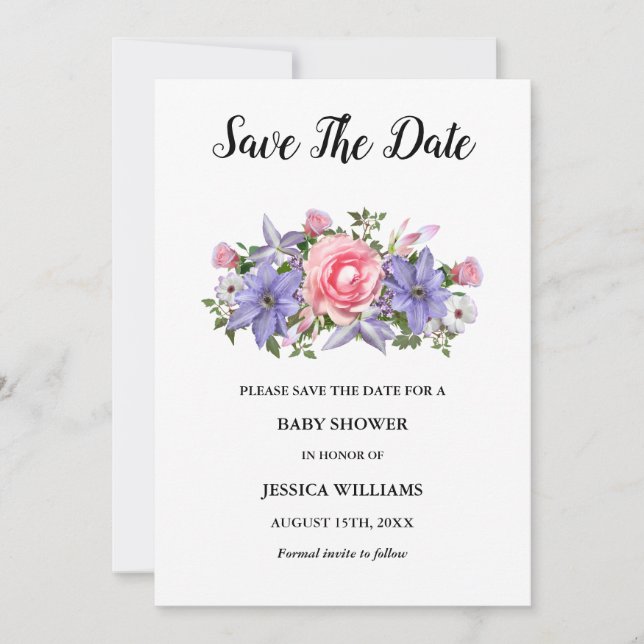 Save The Date baby shower d'arrangement floral "Oh bébé" (Devant)