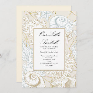 Save The Date Baby shower de plage Coquillage Océan nautique