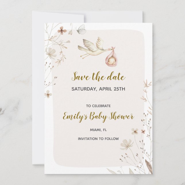 Save The Date Baby shower de stockage enregistrer la date (Devant)