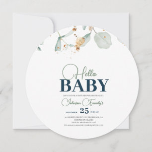 Save The Date Baby shower de verdure Invitation, fleur d'Eucalyp