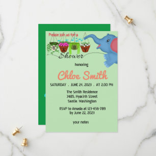 Save The Date Baby shower d'éléphant mignon