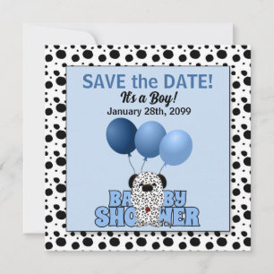 Save The Date Baby shower des garçons de Dalmatie bleue