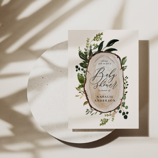 Save The Date Baby shower en tranches de bois rustique (Créateur téléchargé)