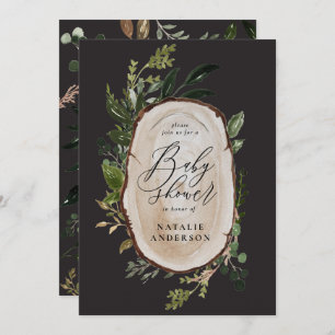 Save The Date Baby shower en tranches de bois rustique