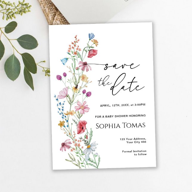 Save The Date Baby Shower Fleurs Sauvages (Créateur téléchargé)