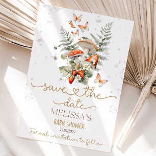 Save The Date Baby shower forestier de Little Mushroom Baby show