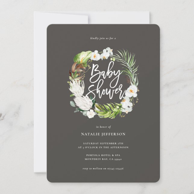 Save The Date Baby shower géométrique Pastel tropical+ or invita (Devant)