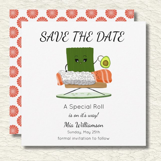 Save The Date Baby shower Kawaii : Thème de roulis en Sushi et S (Créateur téléchargé)
