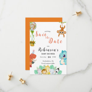 Save The Date Baby shower Little Dino