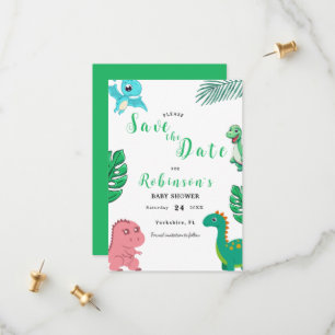 Save The Date Baby shower Little Dino